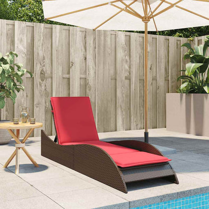 Sonnenliege mit Kissen Braun 60x205x73 cm Poly Rattan