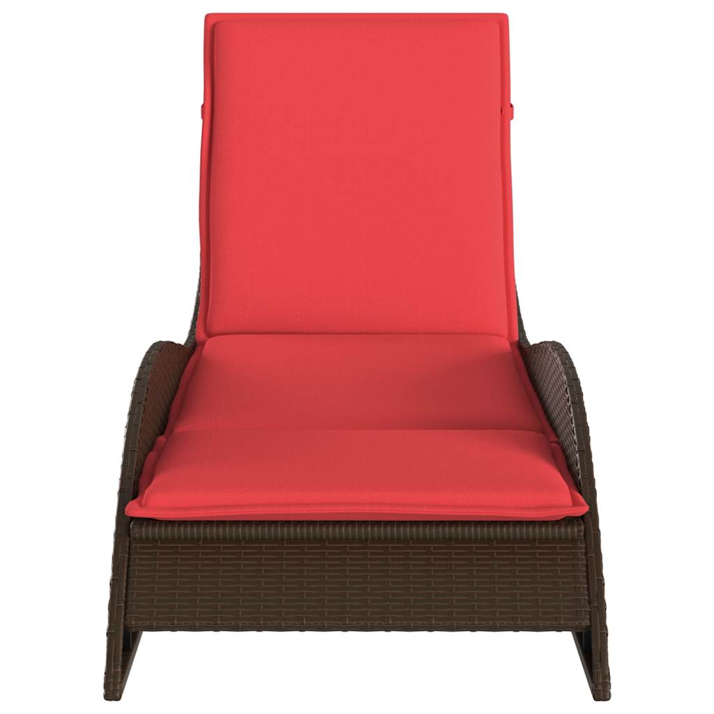 Sonnenliege mit Kissen Braun 60x205x73 cm Poly Rattan