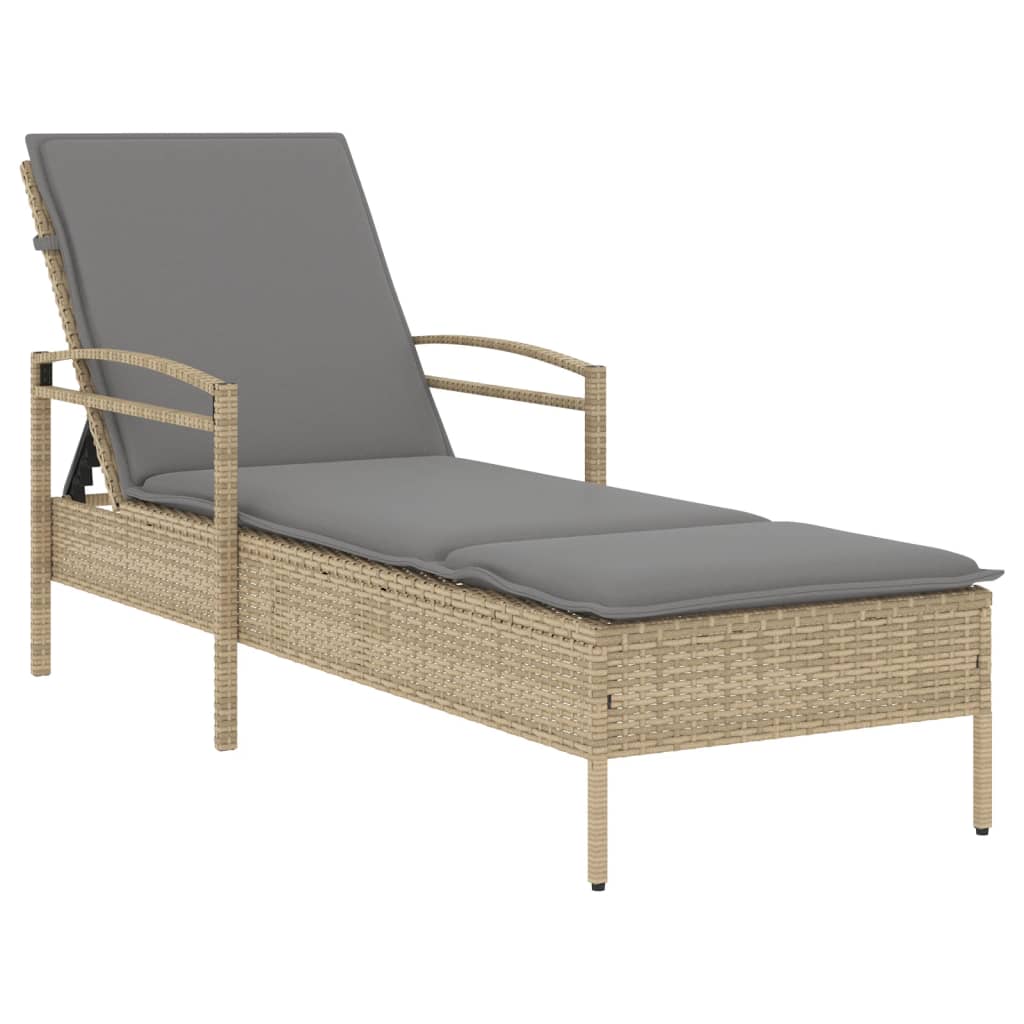 Solseng med pude Beige 63x200x81 cm Poly Rattan