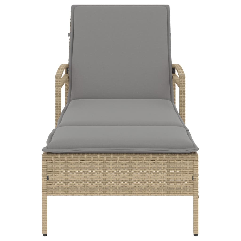 Solseng med pude Beige 63x200x81 cm Poly Rattan