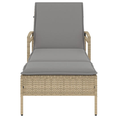 Solseng med pude Beige 63x200x81 cm Poly Rattan
