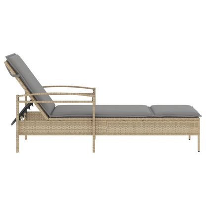 Solseng med pude Beige 63x200x81 cm Poly Rattan