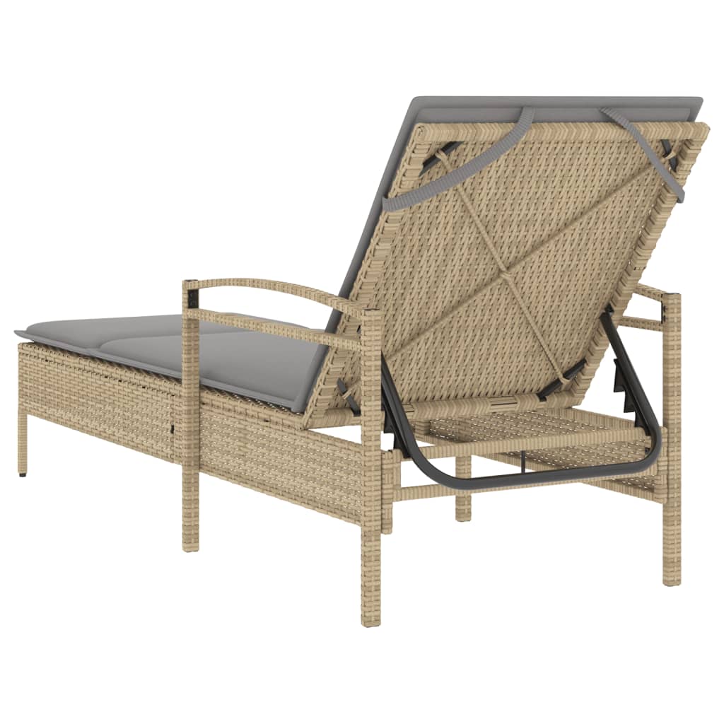 Solseng med pude Beige 63x200x81 cm Poly Rattan