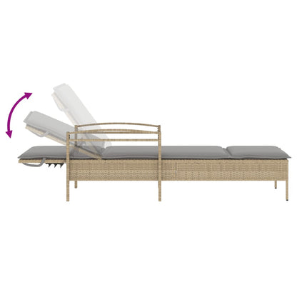 Solseng med pude Beige 63x200x81 cm Poly Rattan