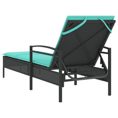 Sonnenliege mit Kissen Schwarz 63 x 200 x 81 cm Poly Rattan