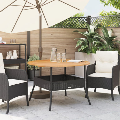 Havebord med træplade Sort Ø110x71 cm Poly Rattan
