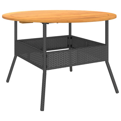 Havebord med træplade Sort Ø110x71 cm Poly Rattan