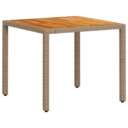 Havebord Beige 90x90x75 cm Polyrattan Akacietræ