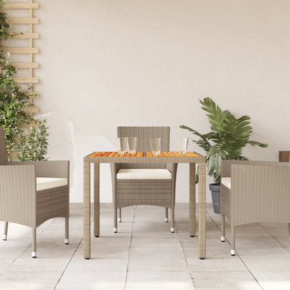 Havebord Beige 90x90x75 cm Polyrattan Akacietræ