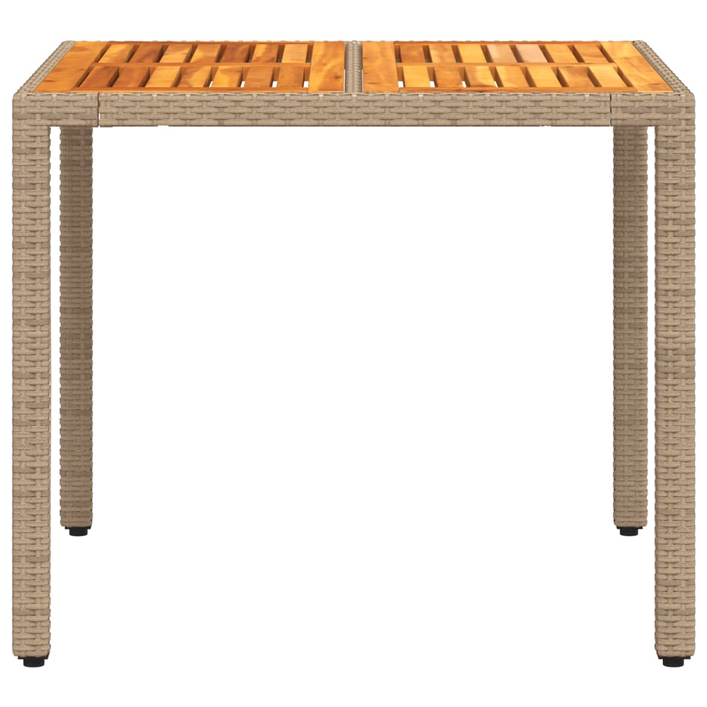 Havebord Beige 90x90x75 cm Polyrattan Akacietræ