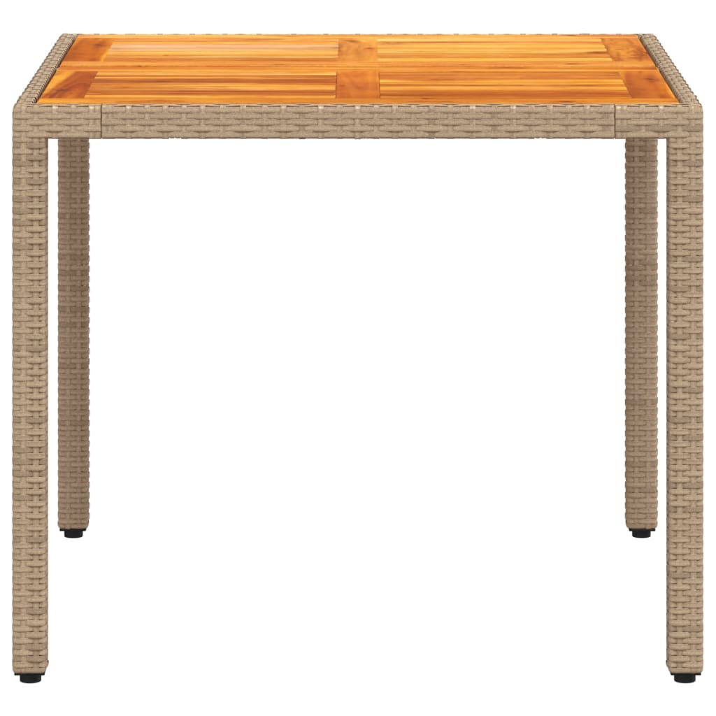 Havebord Beige 90x90x75 cm Polyrattan Akacietræ