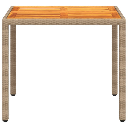 Havebord Beige 90x90x75 cm Polyrattan Akacietræ