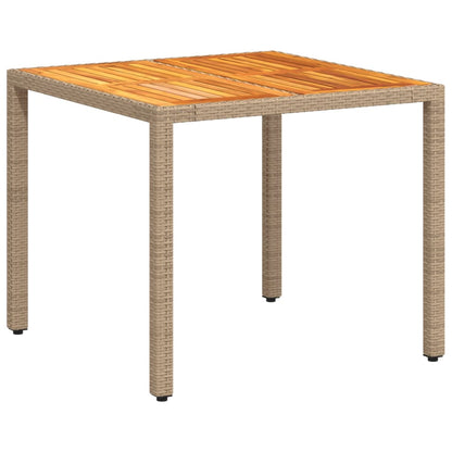 Havebord Beige 90x90x75 cm Polyrattan Akacietræ