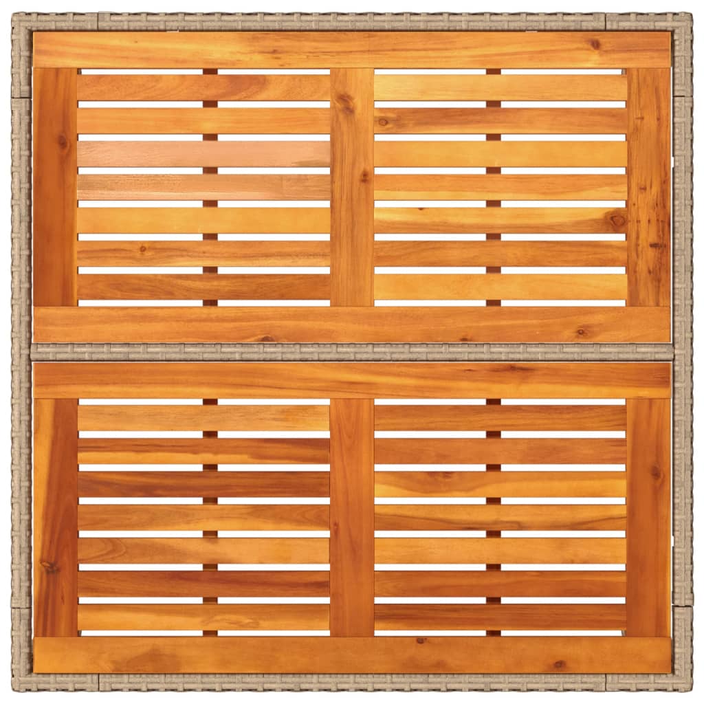 Havebord Beige 90x90x75 cm Polyrattan Akacietræ