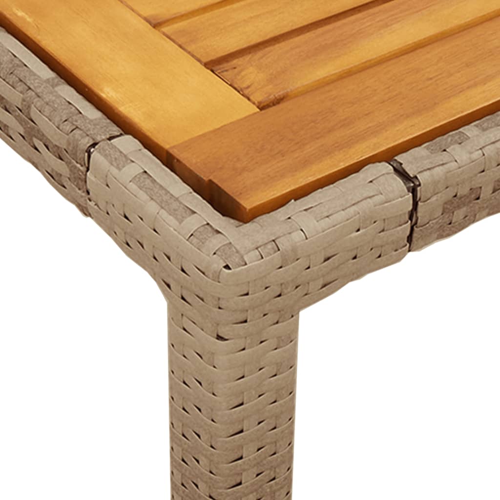 Havebord Beige 90x90x75 cm Polyrattan Akacietræ