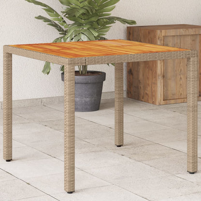 Havebord Beige 90x90x75 cm Polyrattan Akacietræ