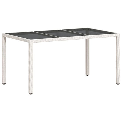 Havebord med glasplade hvid 150x90x75 cm polyrattan