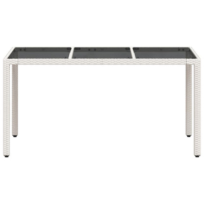 Havebord med glasplade hvid 150x90x75 cm polyrattan