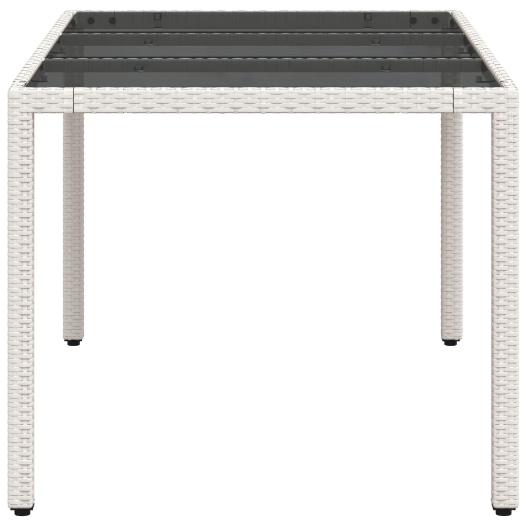 Havebord med glasplade hvid 150x90x75 cm polyrattan