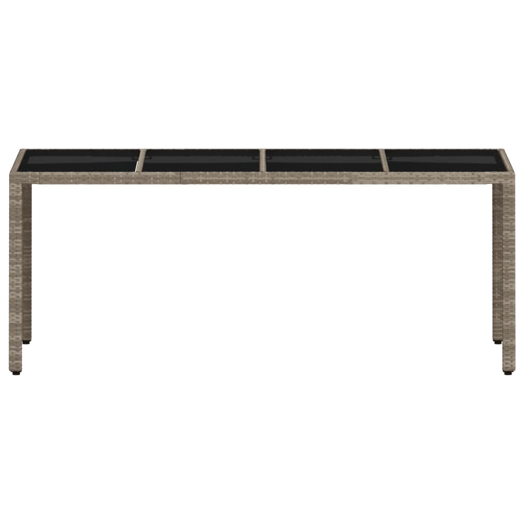 Havebord med glasplade lysegrå 190x90x75 cm polyrattan