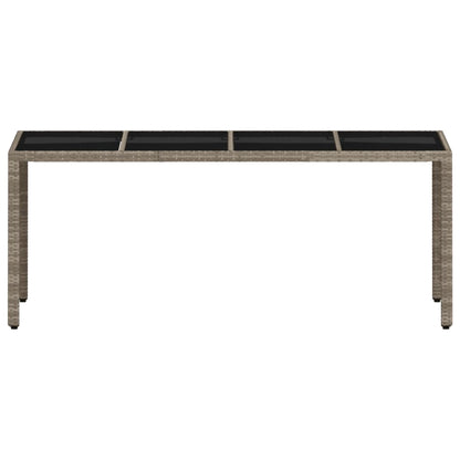 Havebord med glasplade lysegrå 190x90x75 cm polyrattan