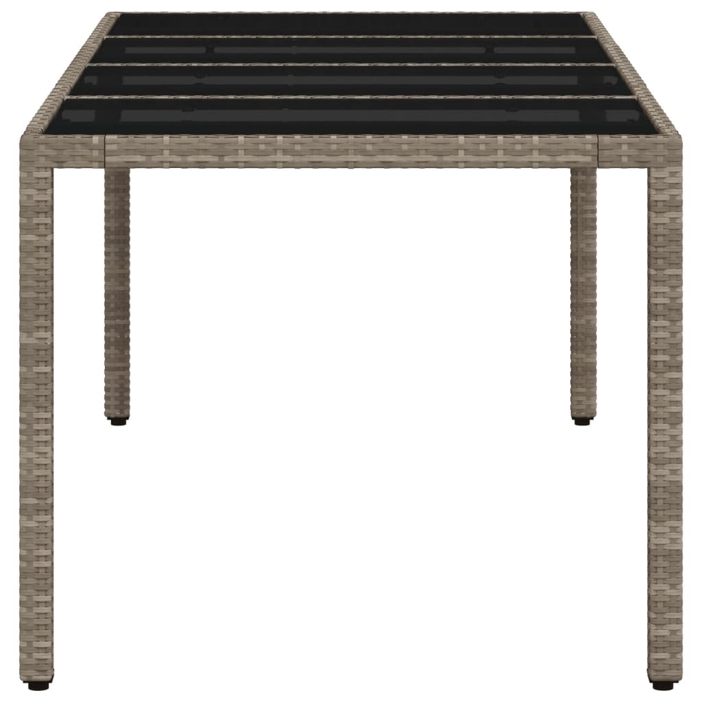 Havebord med glasplade lysegrå 190x90x75 cm polyrattan