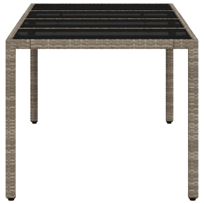 Havebord med glasplade lysegrå 190x90x75 cm polyrattan