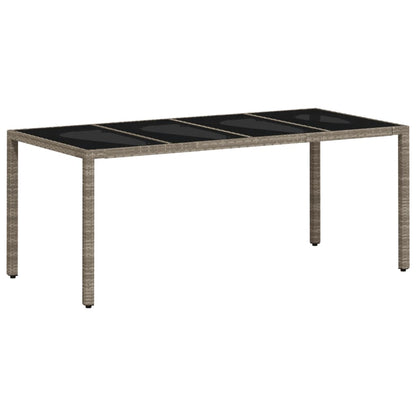 Havebord med glasplade lysegrå 190x90x75 cm polyrattan