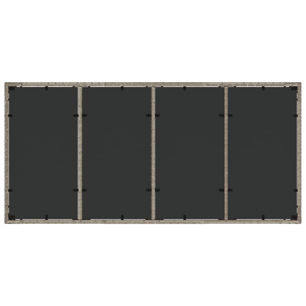 Havebord med glasplade lysegrå 190x90x75 cm polyrattan