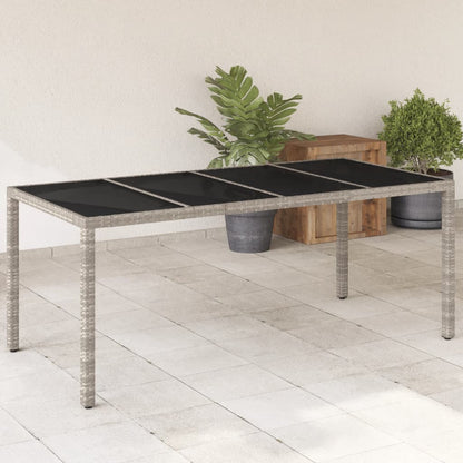 Havebord med glasplade lysegrå 190x90x75 cm polyrattan