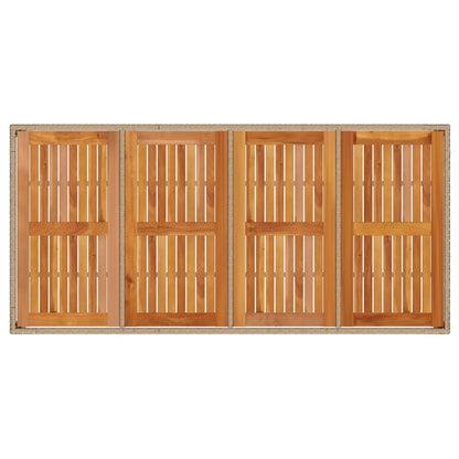 Gartentisch Beige 190x90x75 cm Poly Rattan Akazienholz