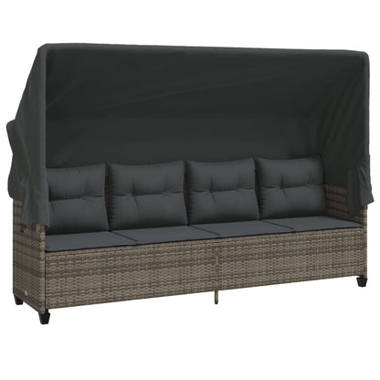 Solseng med tag og pude Grå polyrattan