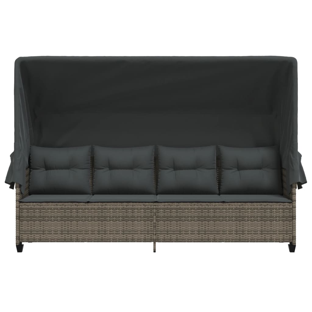 Solseng med tag og pude Grå polyrattan