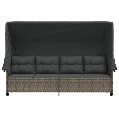 Solseng med tag og pude Grå polyrattan
