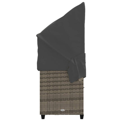 Solseng med tag og pude Grå polyrattan