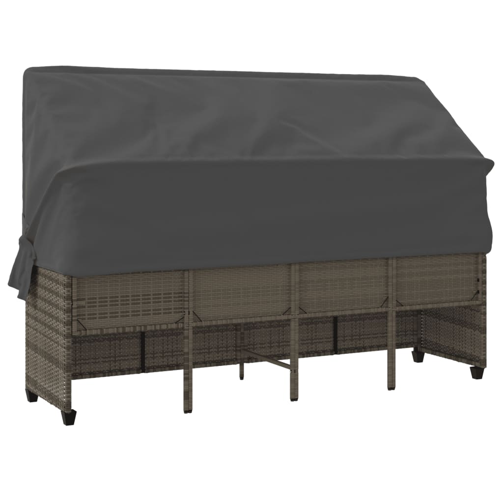Solseng med tag og pude Grå polyrattan