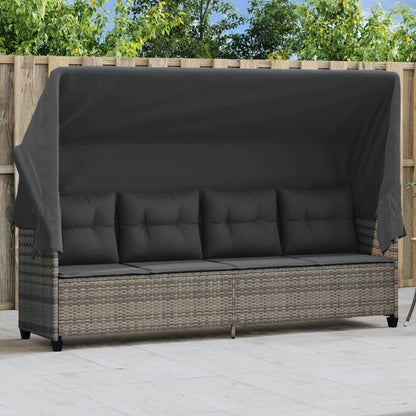 Solseng med tag og pude Grå polyrattan