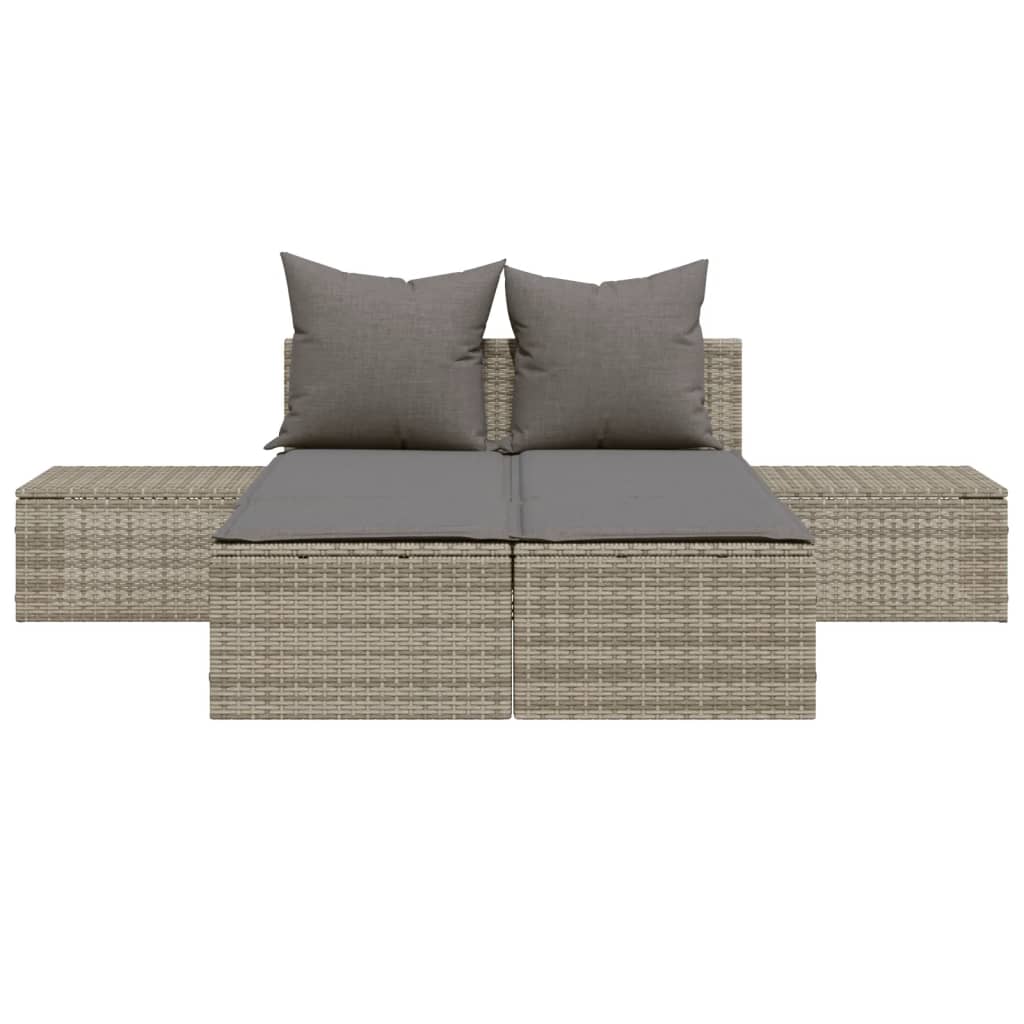 Dobbelt solseng med pude grå polyrattan