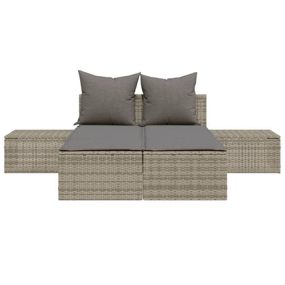 Dobbelt solseng med pude grå polyrattan