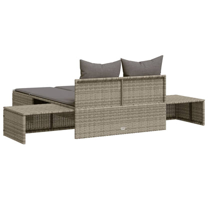 Dobbelt solseng med pude grå polyrattan