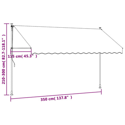Markise Einziehbar Anthrazit 350x150 cm Stoff und Stahl