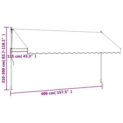Markise Einziehbar Anthrazit 400x150 cm Stoff und Stahl