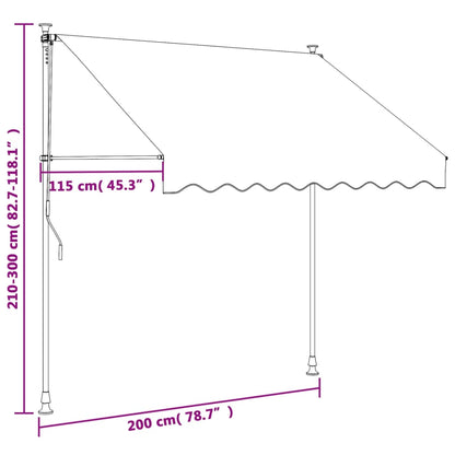 Markise Einziehbar Creme 200x115 cm Stoff und Stahl
