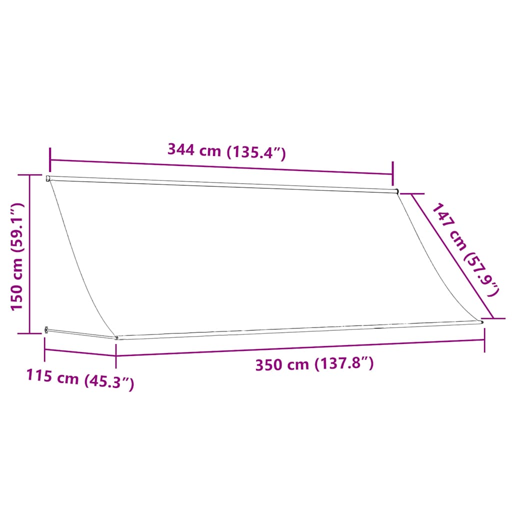 Markise Einziehbar Creme 350x150 cm Stoff und Stahl