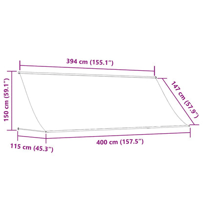 Markise Einziehbar Creme 400x150 cm Stoff und Stahl