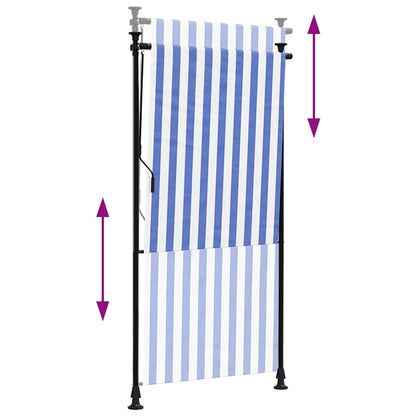 Außenrollo Blau und Weiß 120x270 cm Stoff und Stahl