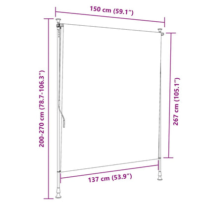 Außenrollo Blau und Weiß 150x270 cm Stoff und Stahl