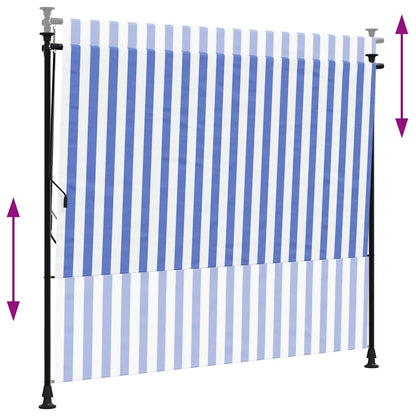 Außenrollo Blau und Weiß 200x270 cm Stoff und Stahl