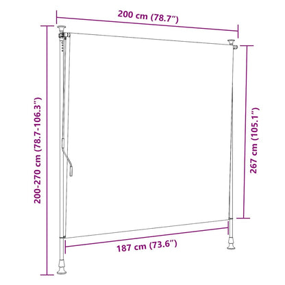 Außenrollo Blau und Weiß 200x270 cm Stoff und Stahl