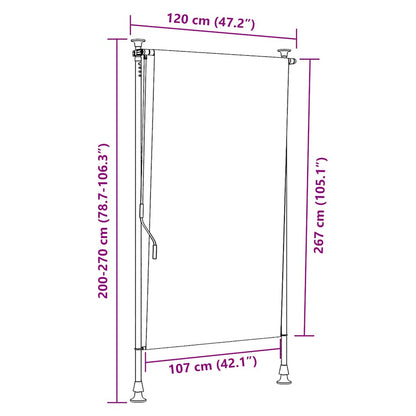 Außenrollo Orange und Weiß 120x270 cm Stoff und Stahl